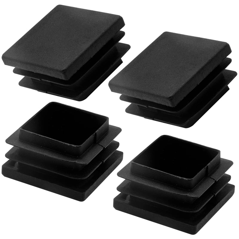 4 Pcs 1-1/4" Square Plastic Plug, Black Square Plastic End Cap Furniture Finishing Plug for Pipe Post, Chairs and Furniture 4pcs Black 1-1/4 x 1-1/4 Inch