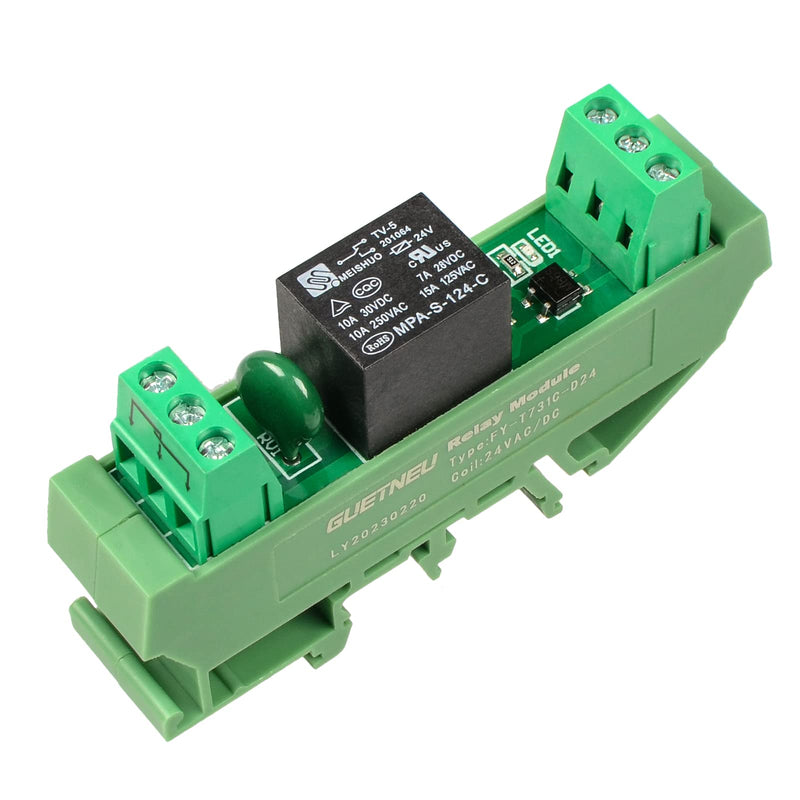 Relay Board, Relay Module 1 Channel 1 SPDT DIN Rail Mount 24V DC/AC, Interface Board(FY-T731C-D24)