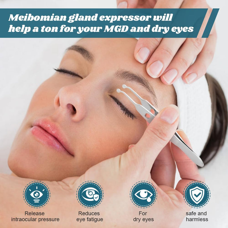 Meibomian Gland Expressor, Stainless Steel Eyelid Massage Tweezer with Positioning Pin, Eyelid Gland Blockage Unblocking Physiotherapy Tools, Eyeli-d Expressor for Dry Eyes(SIZE:3x3mm/0.12x0.12inch) 3x3mm/0.12x0.12inch