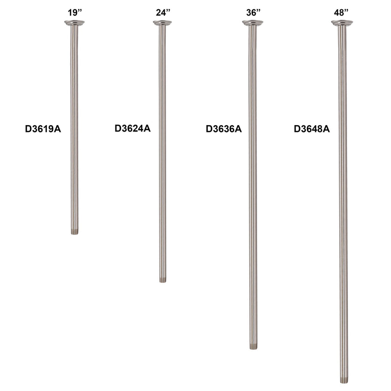 Westbrass 1/2" IPS x 24" Ceiling Mounted Shower Arm with Flange, Matte Black, D3624A-62 1 Pack
