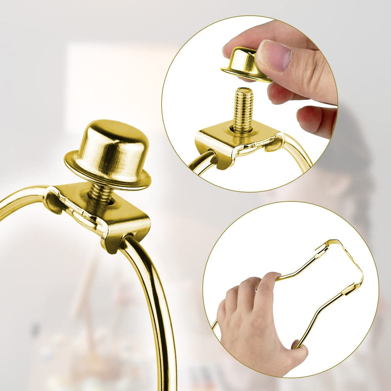 2 Pcs 10Inch Lamp Shade Harp Holders Detachable Lamp Shade Bracket Heavy Duty DIY Lighting Accessories for Floor Lamps and Table finials Bracket Light Fitting (Polished Brass) Polished Brass
