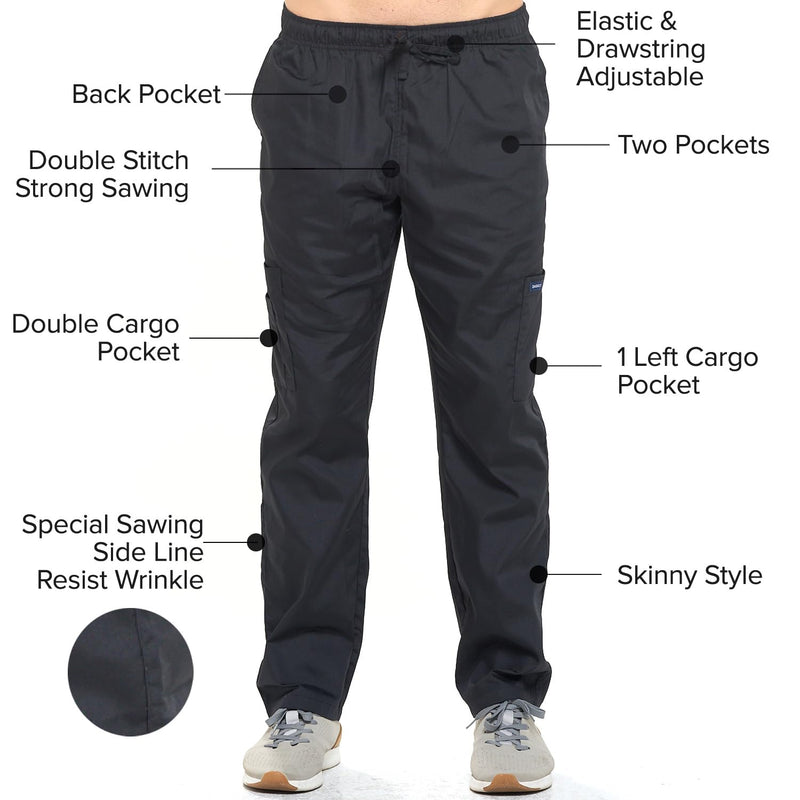 Dagacci Scrubs Medical Uniform Mens Scrub Set Medical Scrubs Top and Pants Large Black