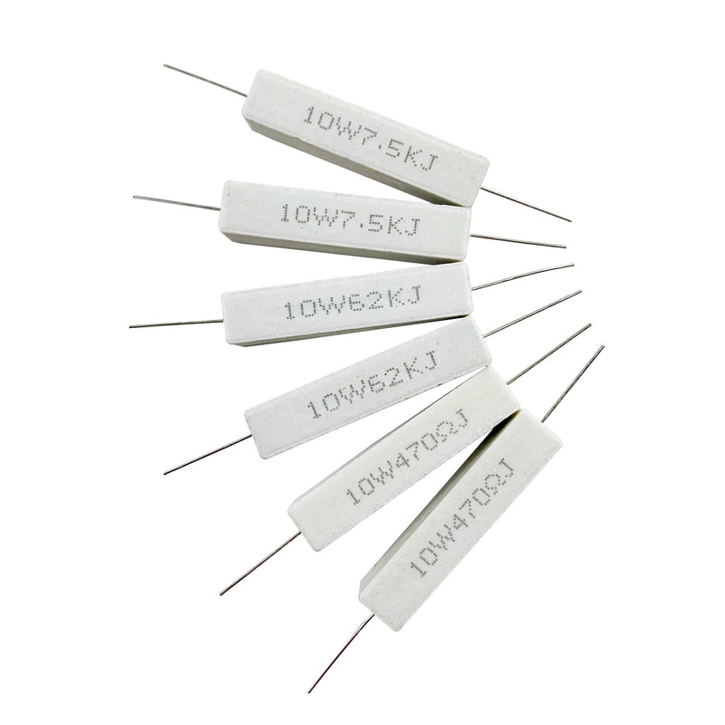 25 Values 50 Pieces Ceramic Cement Resistor KIT 10W Resistance 10 Watt ±5% Power Resistors (100 Ohm - 100K Ohm) 10W-100 ohm-100K ohm