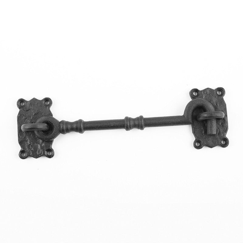 Renovators Supply Manufacturing Door Latch Lock 7.3 in. Black Wrought Iron Hook and Eye Latch for Door with Mounting Hardware Pack of 3 7.3-inch