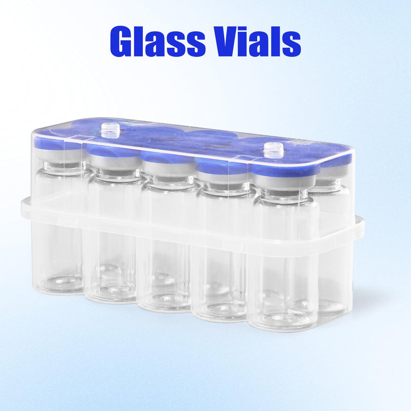 otwooi 10ml Sealed Empty Vials for Injection, Transparent Glass Vials Self-Healing Injection Port, Liquid Sample Storage Vial with Caps(10pcs) 10