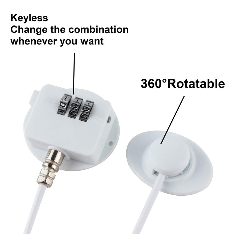 3 Pack Refrigerator Lock Combination Coded Fridge Lock Freezer Child Safety Lock Door Lock with Strong Adhesive No Keys Need White 3