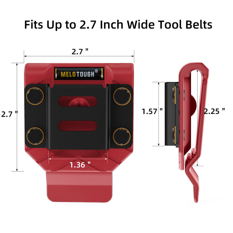 MELOTOUGH Drill Belt Clip,Drill Holder for Tool Belt,Drill Holster,Measuring Tape Holder,Drill Belt Holder for Cordless Drill,Impact Driver,Tape Measure Red