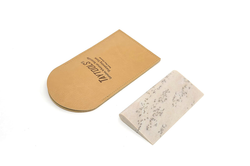 Genuine Hard (Fine) Arkansas Novaculite Slip Stone Sharpening Stone 4" x 2" Tapers from 3/8” to 1/8” " Imitation Leather Pouch (Hard (Fine))