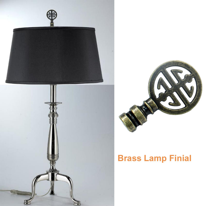Luomorgo 2 Pcs Lamp Finial, Decorative Finials for Lamp Shades, Antique Brass Lamp Finial Cap Knobs for Table Lamp, Floor Lamp, Desk Lamp Decor (Symbol of Lucky) Bronze Symbol of Lucky
