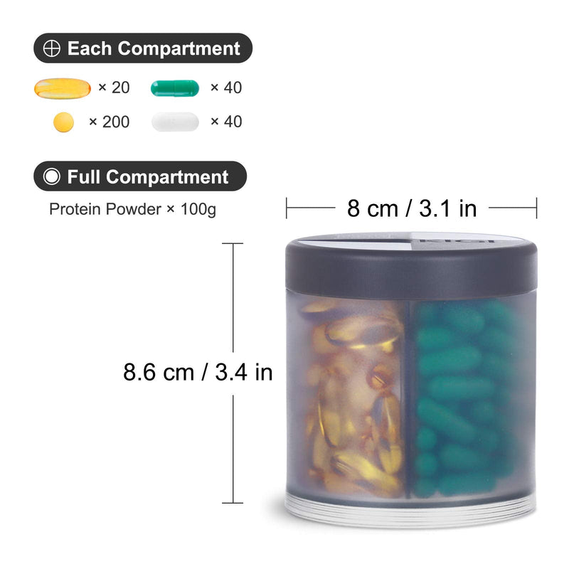 Extra Large Supplement Organizer with 4 Compartments Easy Open Pill Dispenser Monthly Medicine Vitamins Organizers Storage Pill Bottles, Gray