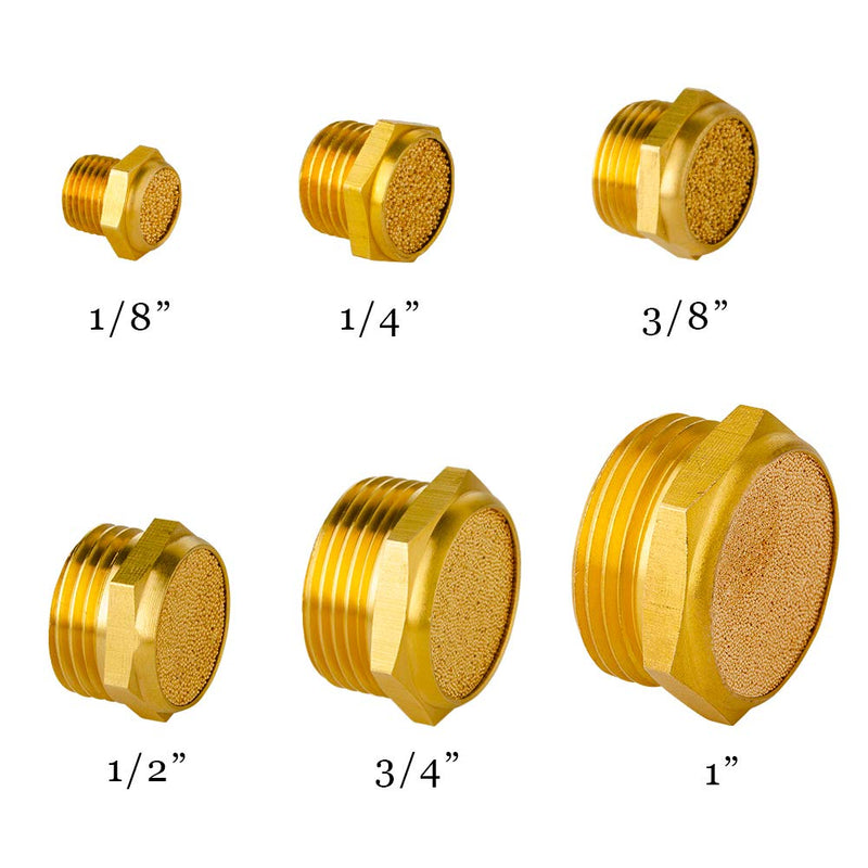 Quickun Pneumatic Muffler Silencer, 1/4” Male Thread Brass Air Exhaust Muffler Sintered Bronze Mufflers (Pack of 10) 1/4" Male-10pcs - NewNest Australia