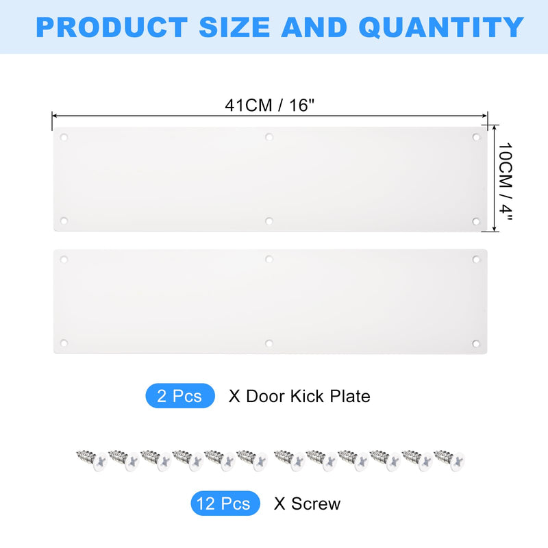 uxcell 2pcs Door Kick Plate, 4 x 16 Inches Aluminum Kick Plate Door Plate, 12GA (5/64 Inch) Thickness, for Exterior Front Door or Back Door, White 4 x 16 Inch