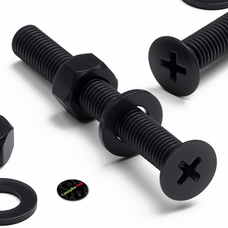 50x Black Nylon Countersunk Cross Head Machine Screws, M5 x 40 mm, Plastic Nuts, Bolts and Washers, (13/64 x 1 37/64 in)