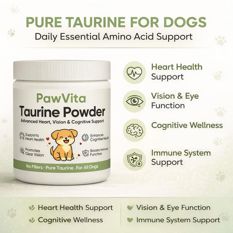 Pawvita Pure Taurine Powder, Paw VitaTtaurine Supplement for Dogs, Supports for Heart, Vision & Daily Wellness in Dogs – 99.9% Pure Taurine Powder (1)