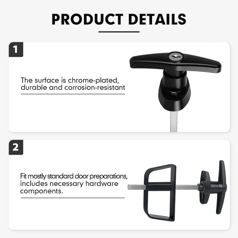 Shed Door Latch T-Handle Lock Kit with 5 Keys,BTEOBFY 5-1/2" Stem Storage Barn Shed Door Hardware Lock Set for Playhouses, Chicken Coops,Camper (Black) 5.5 inch Black