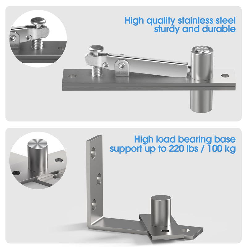 Pivot Hinge, Heavy Duty Pivot Door Hardware for Hidden Door Bookcase Hidden Door Hinge for Wood Secret Door 180 Degree Rotation Stainless Steel Invisible Pivot Hinge System - L Shape