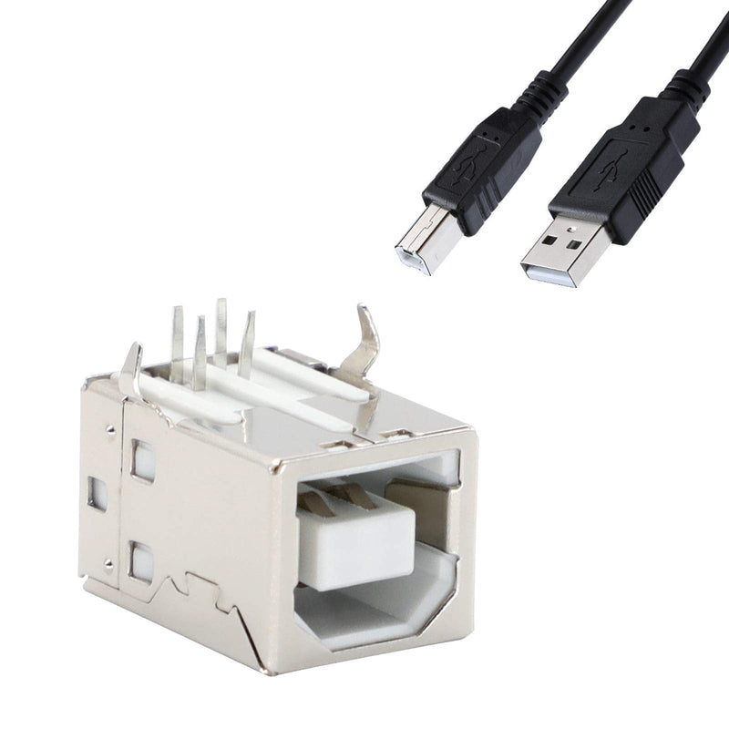 USB Female Type-B Port 4-Pin Right Angle PCB DIP Jack Socket-White 10 Pack by MXRS