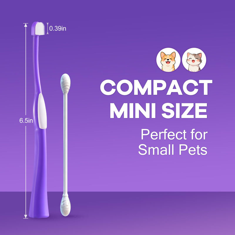 Zero-Pressure Pet Toothbrush for Cats & Small Dogs, Purple | Gentle Gum Comfort. Hygienic Standing Base. Soft Brushing Feel. Easy Daily Routine for Delicate Mouths. Ultra Soft