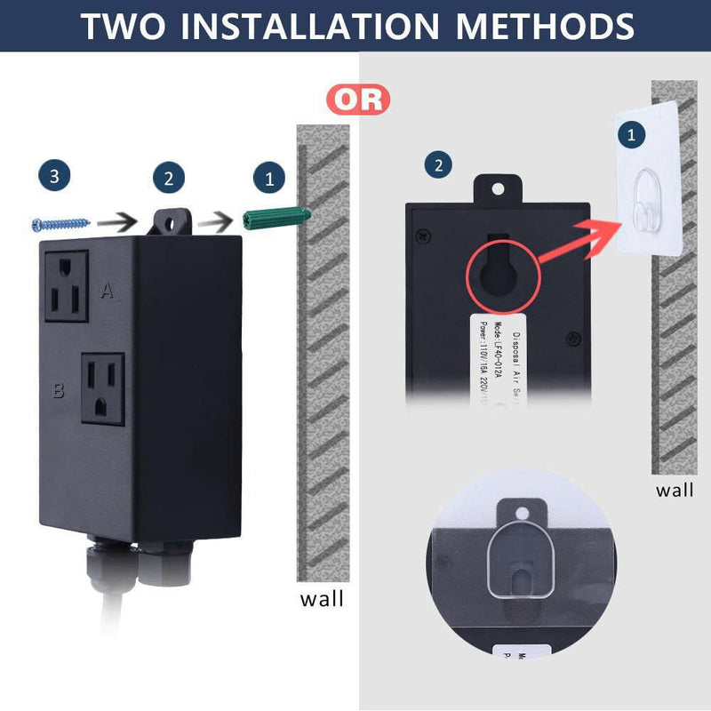 Garbage Disposal Air Switch Kit Dual Outlet Sink Top Waste Disposal Stainless Steel Black On/Off Air Button Food and Waste Disposals Part by Etoolcity Dual Outlet Short/2''