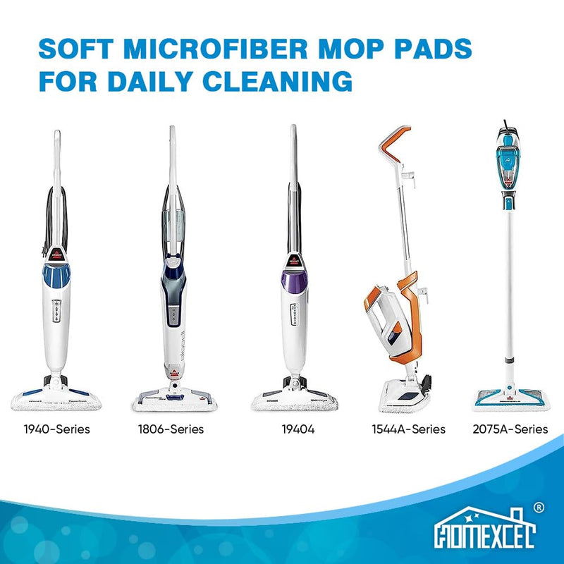 HOMEXCEL Steam Mop Replacement Pads Compatible with Bissell Powerfresh Steam Mop 1940 1806 1440 1544 Series, Model 19402 19404 19408 2685A 2075A 1940A 1940Q 1940T 1940W, Steam Mop Pads Refills, 4 Pack White