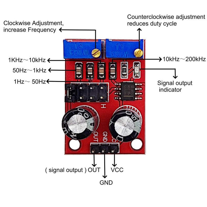 DC5-15V NE555 Pulse Frequency Duty Cycle Adjustable Module Square Wave Rectangular Wave Signal Generator Compatible for Arduino (9 Pack)