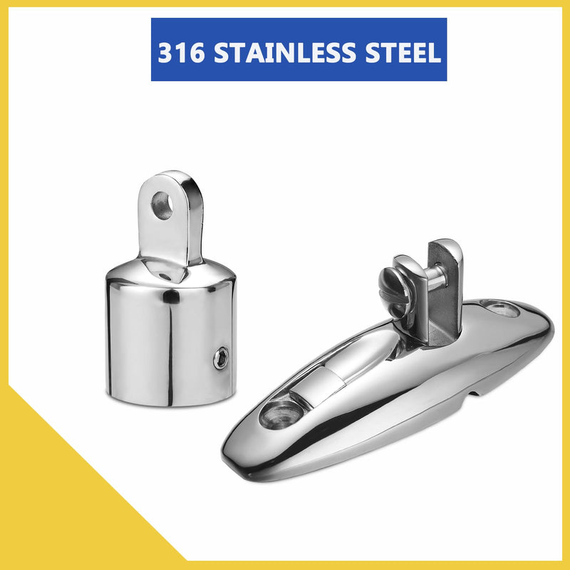 316 Stainless Steel Boat Bimini Top Hardware, Quick Release Swivel Hinge with Eye End Cap Fits 7/8 inch OD Round Tube, Bimini Top Parts for Boats