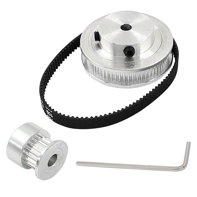 2Pcs Set GT2 Synchronous Wheel 20&60 Teeth 5mm Bore Aluminum Timing Pulley with 2Pcs Length 200mm Width 6mm Belt 20-60T-5B-6 1