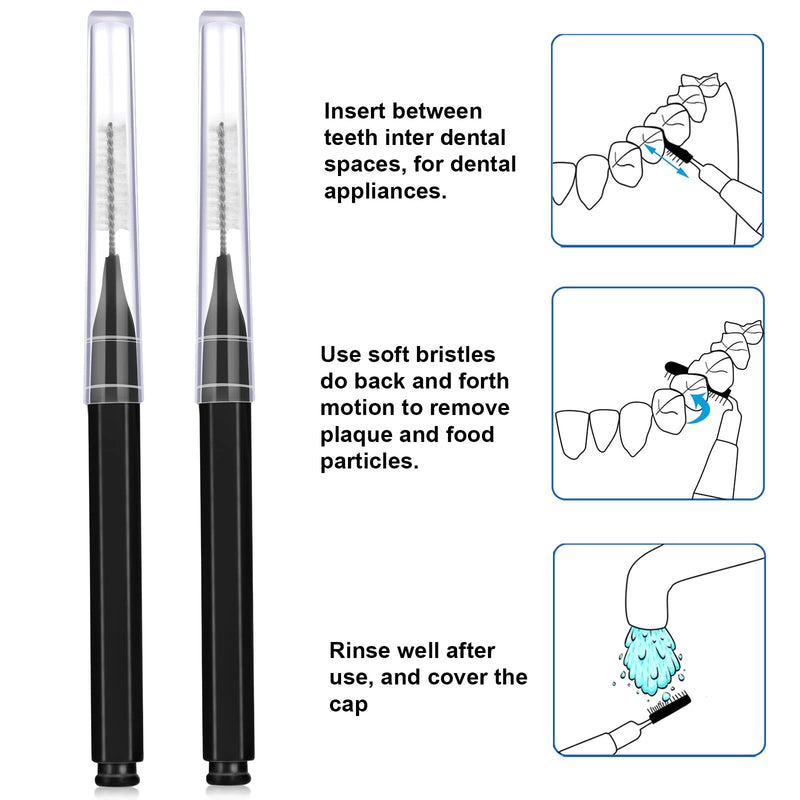 Patelai 50 Pieces Interdental Brush for Cleaner Braces Brush Toothpick Dental Tooth Flossing Head Oral Dental Hygiene Flosser Toothpick Cleaners Tooth Cleaning Tool(Black) Black