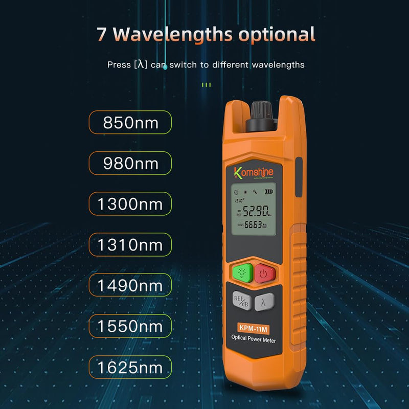 '-50+26dBm Fiber Optic Loss Tester Optical Fiber Power Meter Komshine KPM-11M 2.5mm Universal Connector KPM-11M (-50~+26dBm)