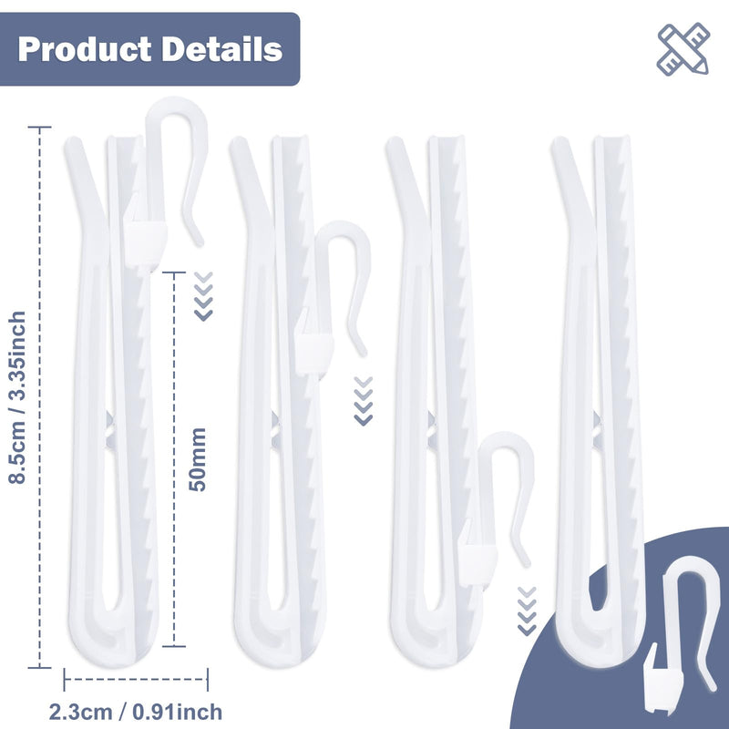 50 Pcs Plastic Curtain Hooks,Adjustable Pinch Pleat Hooks,Curtain Hooks for Drapes,Drapery Hooks for Pleated Drapes Curtain Pins for Window Curtain Shower Curtain Door Curtain （85mm/3.35 Inch） 50