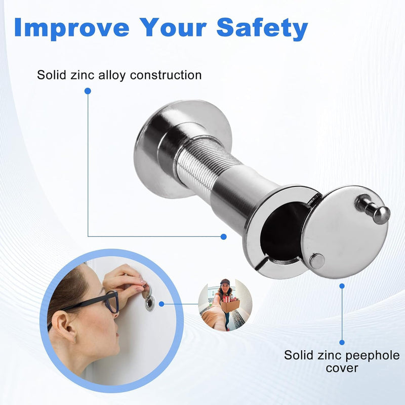 Door Viewer,10Pcs Zinc Alloy 220 Degree Wide Viewing Angle Door Peep Holes Door Peephole with Heavy Duty Privacy Cover for 35mm-55mm Thickness Doors