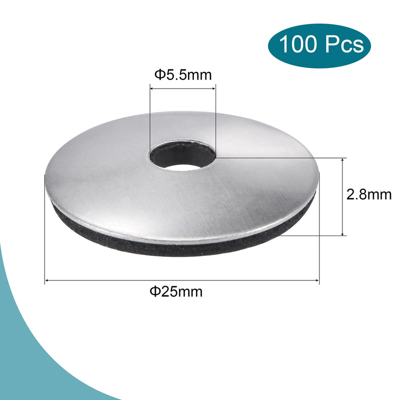 MECCANIXITY Bonded Sealing Washers 25x5.5x2.8mm Stainless Steel EPDM Rubber Backed Screw Gasket, Pack of 100 (1" OD)