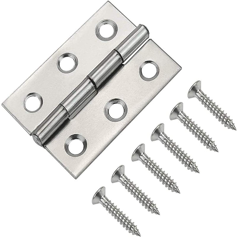 20Pcs 2 Inch Stainless Steel Folding Hings for Wooden Box Small Crafts or Lightweight Projects assigned 120 Screws (2 inch) Silver