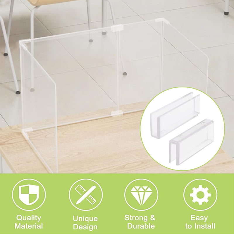 Glass Connector, 24Pcs Plastic 180 Degree Glass Clamps Transparent Glass to Glass Connectors Rimless Clip Holder for Fixing or DIY Fish Tank, Glass Acrylic Display Cabinet