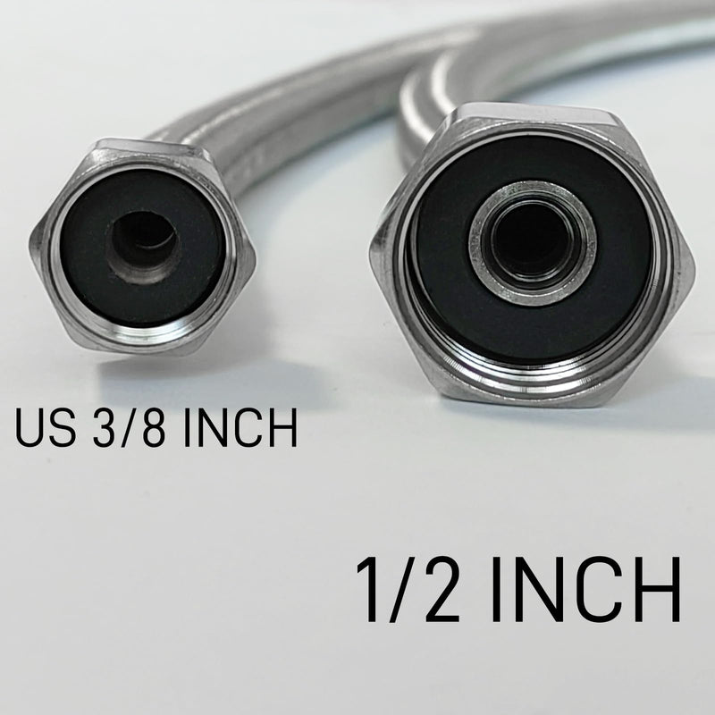 31 Inch Faucet Water Supply Lines, 3/8" Comp x 1/2" FIP Connector Braided Stainless Steel Bathroom Kitchen Faucet Hose, Extra Long cUPC Sink Hose with Tee Valve, 2 Pack 31 Inch
