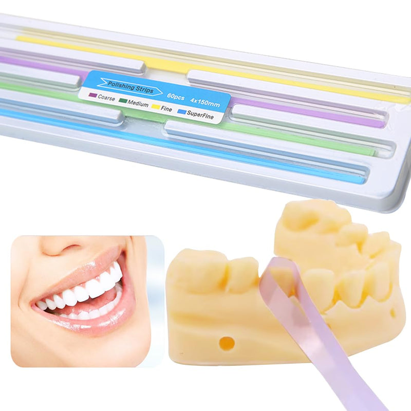Dental Polishing Strips Kit Teeth Polisher Sanding Grinding Deep Teeth Oral Cleaning Tool 120Pcs Multi Color Multi Roughness for Dental Clinic and Home