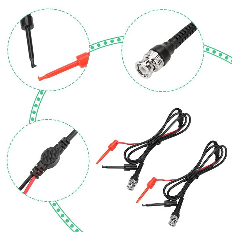 Joyzan BNC to Test Hook Clips, Mini Dual Probe Coaxial Cable Leads Set P1020 Testing Plunger Probes Ended IC Male Plug Oscilloscope Minigrabber Accessories 50Ω Coax Machine Signal Generator Multimeter