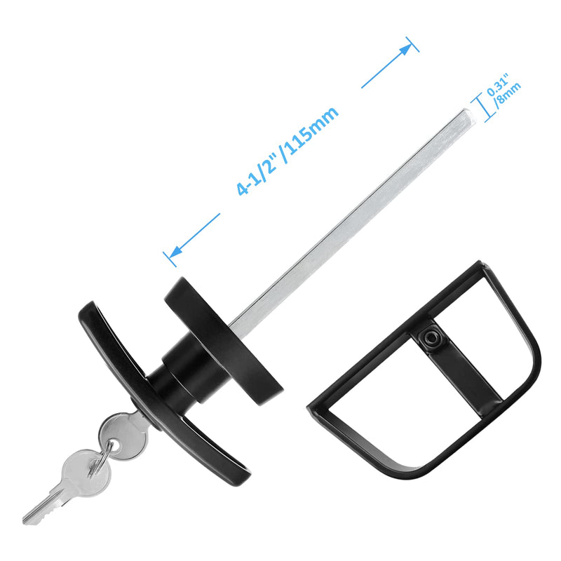 Luomorgo Shed Door Latch T-Handle Lock Kit with 2 Keys, 4-1/2" Stem Storage Barn Shed Door Lock, Black