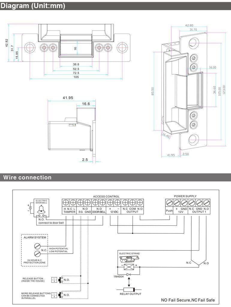 UHPPOTE ANSI Standard Heavy Duty Electric Strike Lock Fail Safe for Door Access Control System