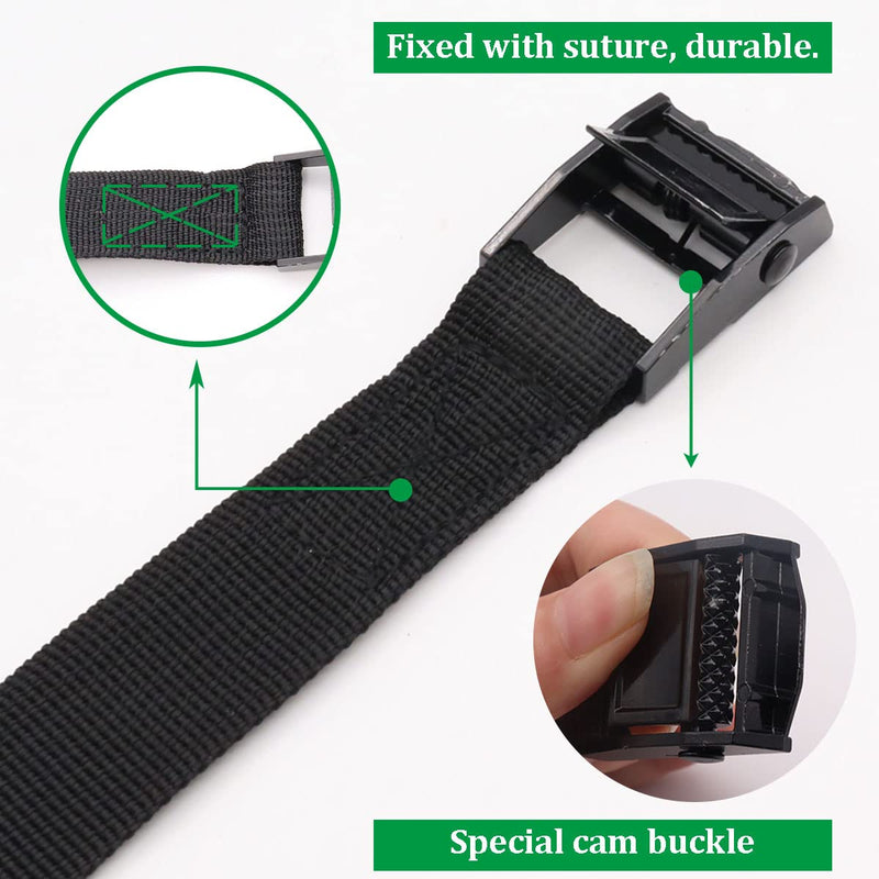 4 PCS 3.93ft Reusable Lashing Straps with Buckles (Antirust Alloy),Adjustable Cam Buckle Tie Down Cinch Strap(1" x 47.2") O-017-1.2