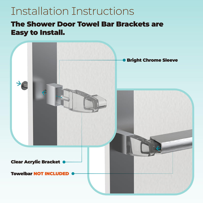 Framed Sliding Shower Door Replacement Parts Compatible with Basco Alumax Shower Doors - Includes Finger Pull Handle, Towel Bar Bracket and Bottom Track for Showerdoor