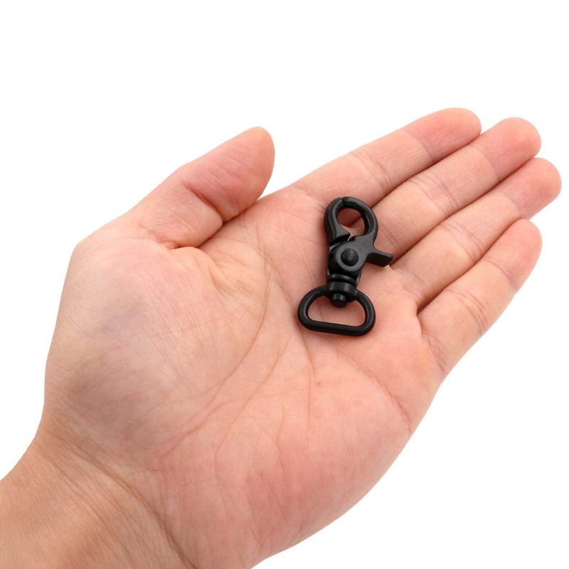 BIKICOCO 5/8'' Swivel Trigger Snap Hook Lobster Claw Clasp Spring Loaded Clip, D-Ring Ended, Black - Pack of 10 5/8'' Eyelet Black x 10 Pcs