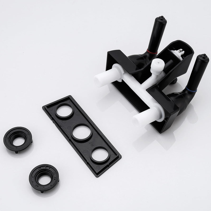 RV Shower Faucet, 4 inch Shower Valve Diverter Replacement, with Classical Dual Handles for RV/Camper/Motorhome Bathroom, Black