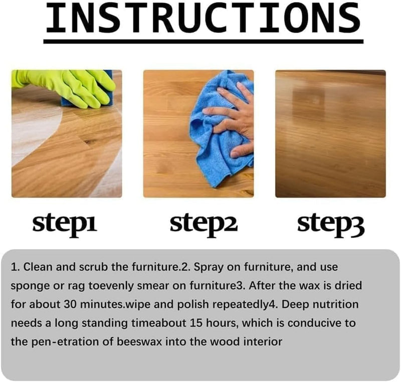 Beeswax Spray Furniture Polish Spray, Natural Micro-Molecularized Beeswax Spray Cleaner with Sponge & Towel for Wood Furniture, Restores Shine and Protects Surfaces - NewNest Australia