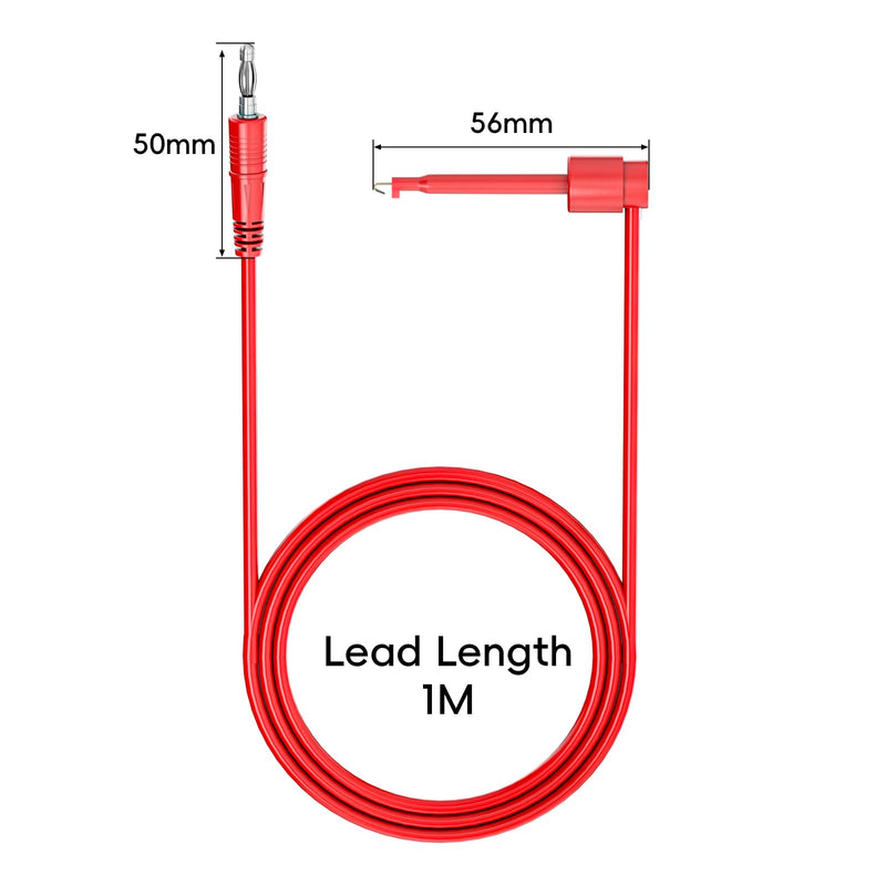 Goupchn 4PCS 4mm Banana Plug to Test Hook Clips Test Leads Copper Soft Cable Wires for Multimeter Electrical Testing 500V 5A 2