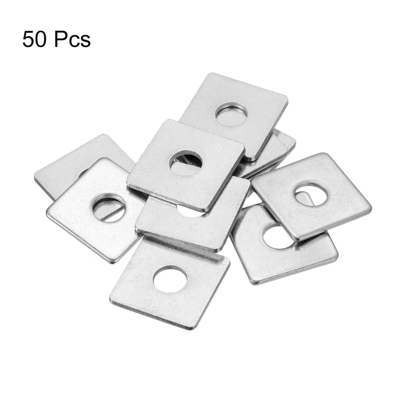 uxcell Square Washer, 50Pcs M8x25x25x2mm 304 Stainless Steel Square Plate Washers Flat Pad Spacer Gasket for Hardware Fastener 50