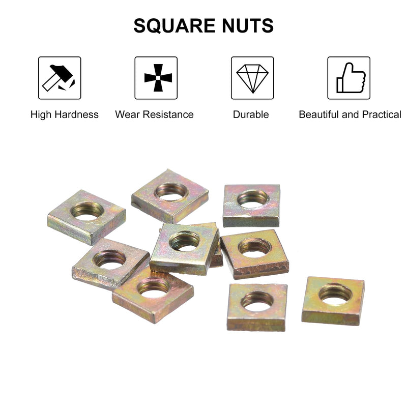 uxcell M4-0.7x2.2 Square Nuts, Carbon Steel Zinc Plated Coarse Thread Square Nuts Fasteners for Home Repairs and Professional Engineering, Colorful 300pcs M4-0.7x2.2mm 300
