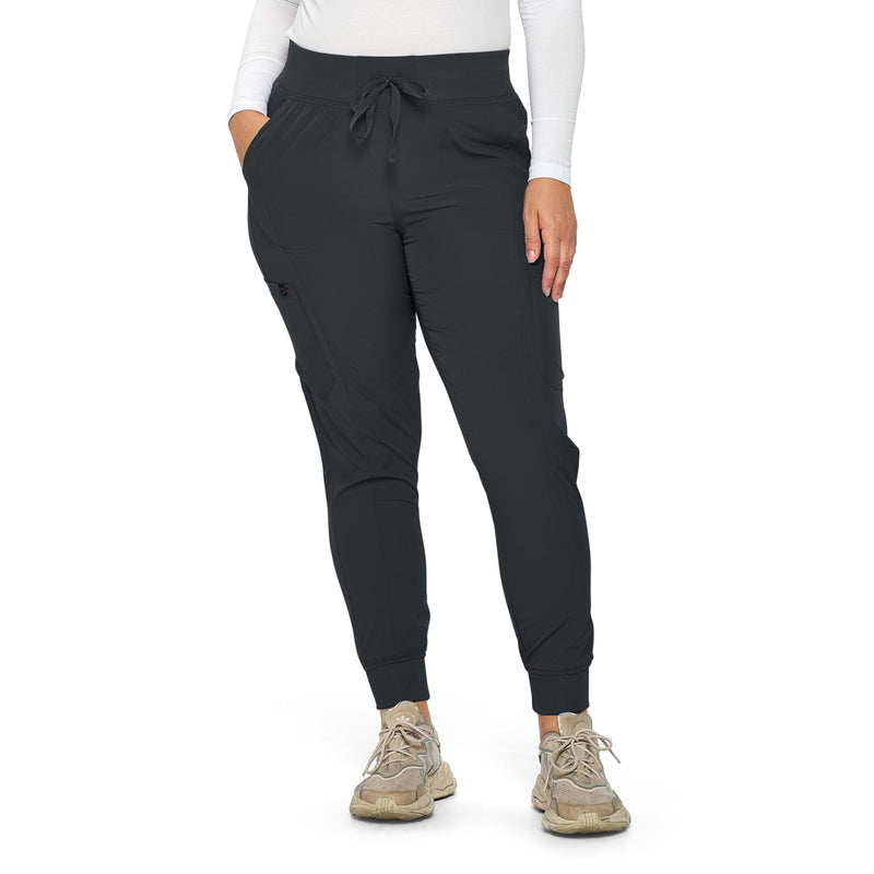 Monarch Uniforms Womens Jogger Scrubs Ribbed Jogger Scrub Pants for Women Medium Black