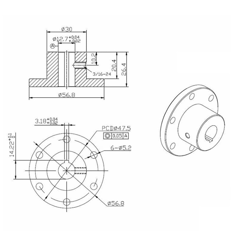 Oumefar 1/2in RC Key Hub Shaft Coupling Aluminum Alloy High Strength Motor Shaft Coupler Silver