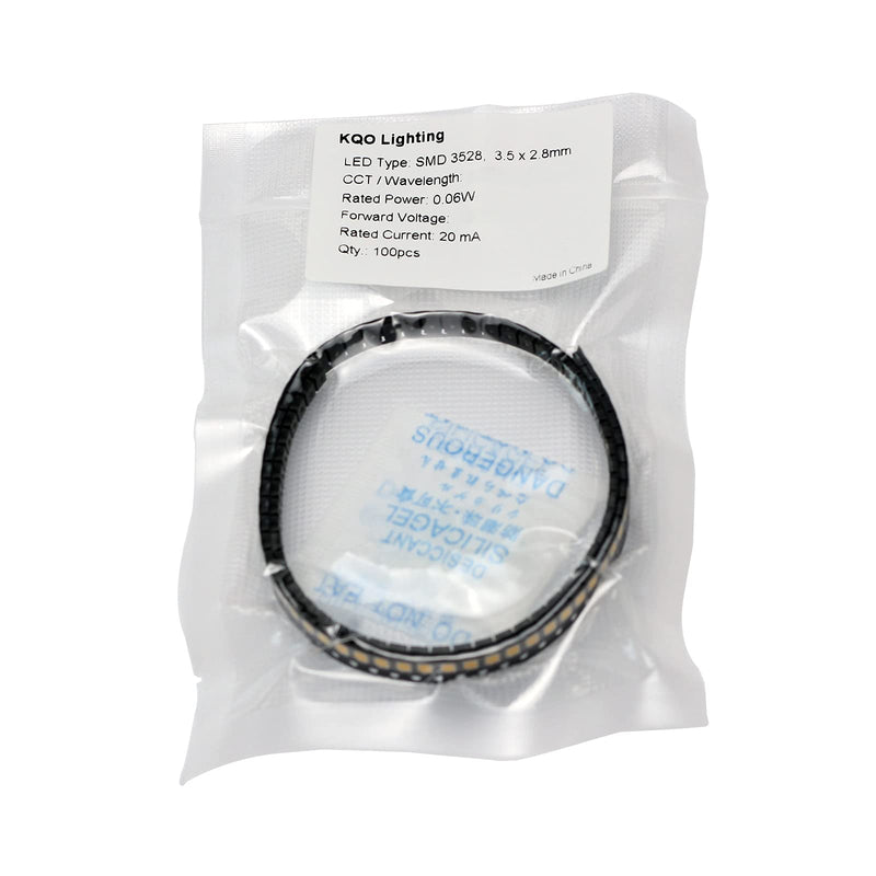 100 Pieces of PLCC-2 Surface Mount LEDs, 3528 Size SMD SMT LED - White 6000K, 100pcs